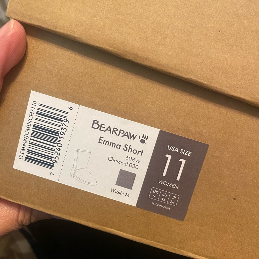 Bearpaw boots. Charcoal Grey. Size 11. Never worn. New in box. Paid $50.